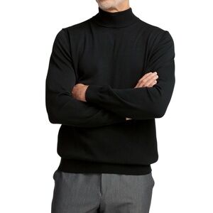 Paul Fredrick Supima Cotton Mock Neck Sweater Black Medium